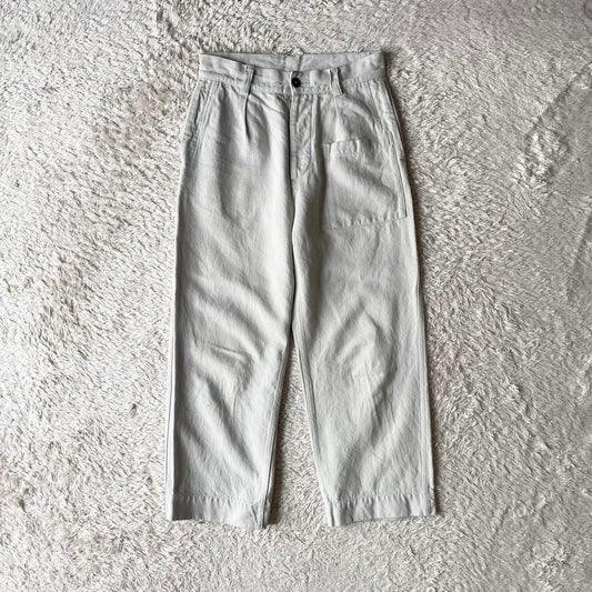 エムエイチエル 美品 MHL リネンコットントラウザーズ 1 ライトグレー