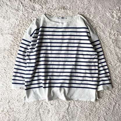 フレームワーク 美品 framework バスクシャツ ワイド F 白紺ボーダー