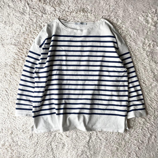 フレームワーク 美品 framework バスクシャツ ワイド F 白紺ボーダー