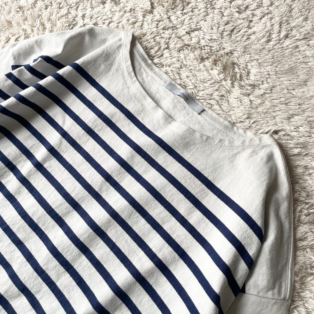 フレームワーク 美品 framework バスクシャツ ワイド F 白紺ボーダー