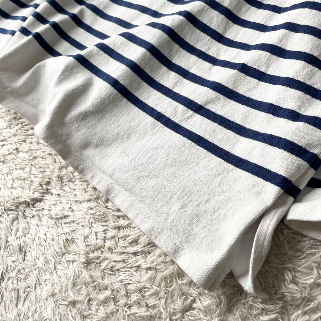 フレームワーク 美品 framework バスクシャツ ワイド F 白紺ボーダー