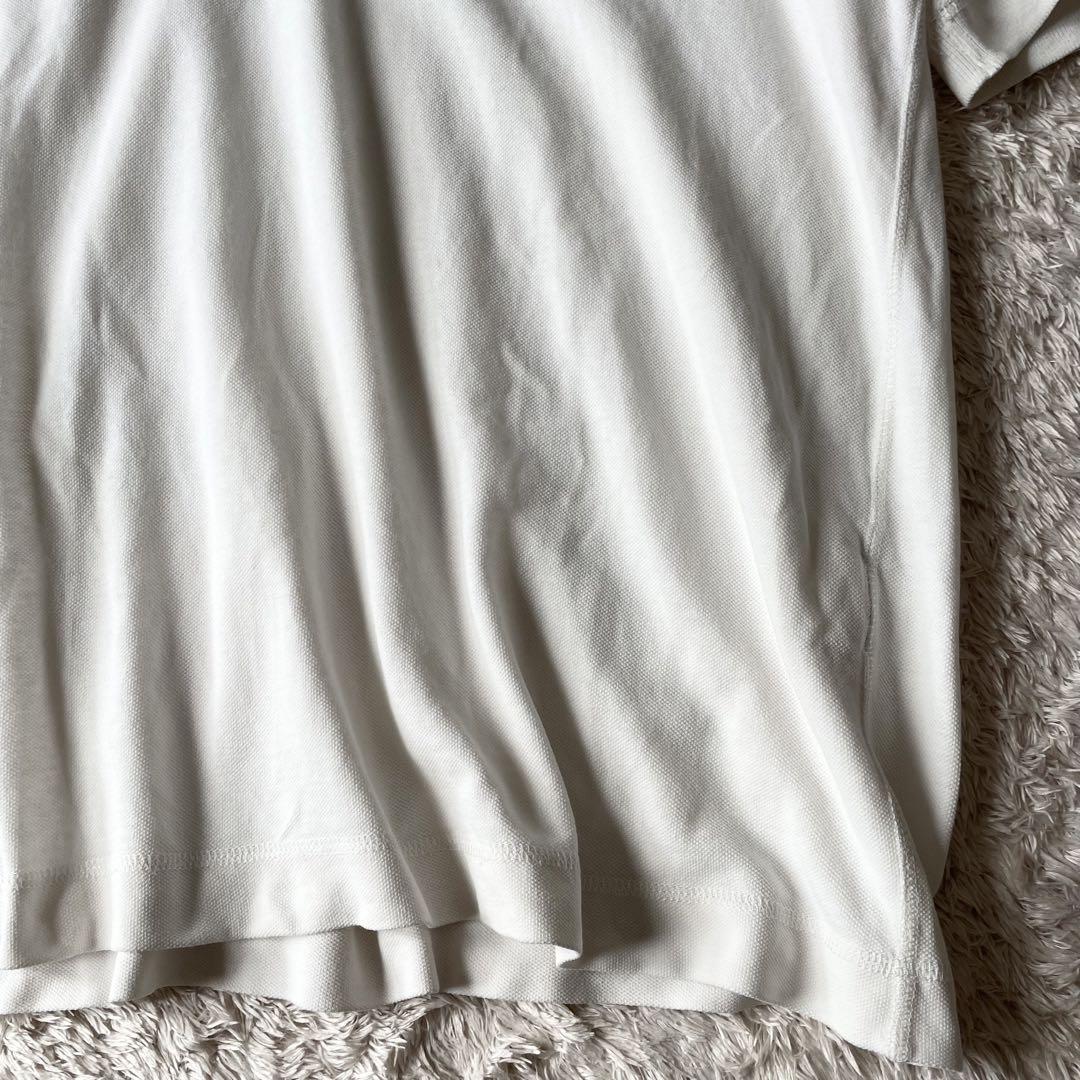 PAPAS 刺繍ロゴ コットンリネン ポロシャツ L