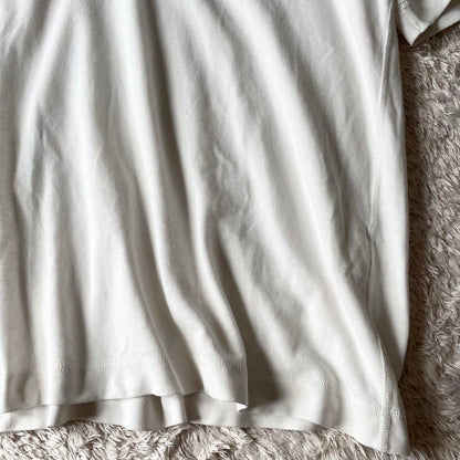 PAPAS 刺繍ロゴ コットンリネン ポロシャツ L