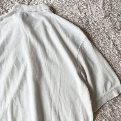 PAPAS 刺繍ロゴ コットンリネン ポロシャツ L