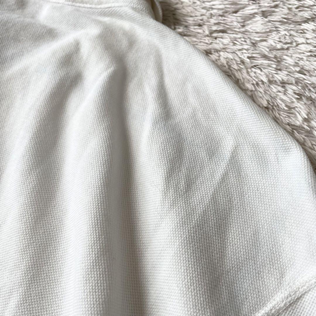 PAPAS 刺繍ロゴ コットンリネン ポロシャツ L