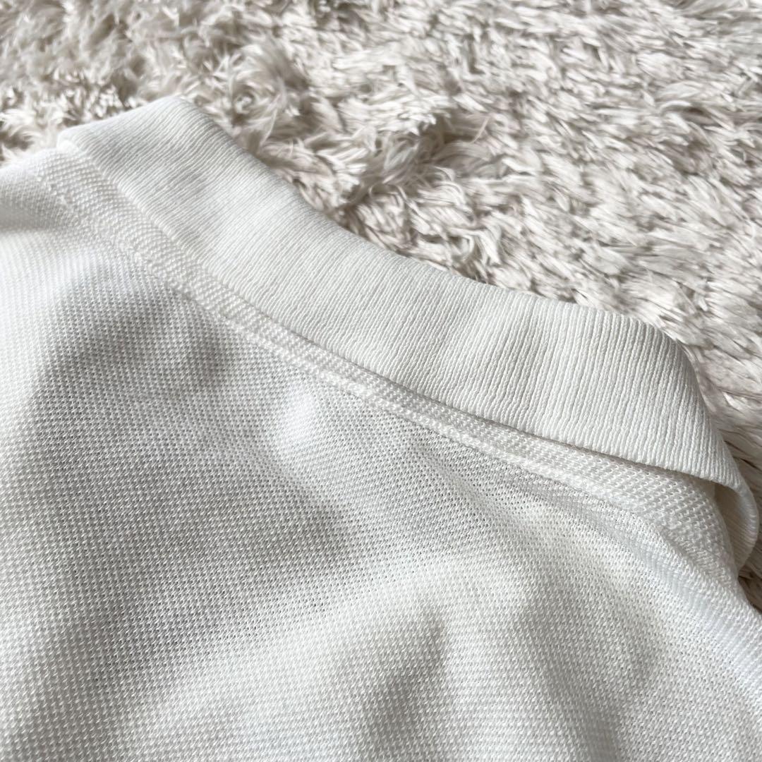 PAPAS 刺繍ロゴ コットンリネン ポロシャツ L