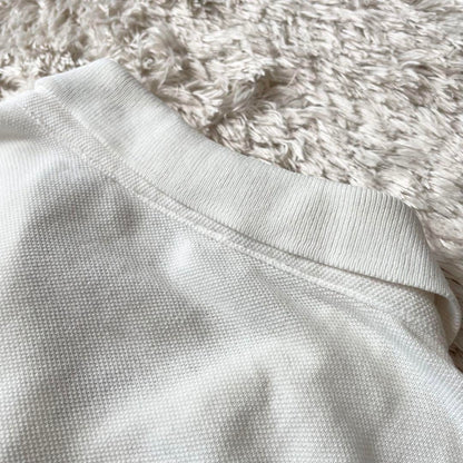 PAPAS 刺繍ロゴ コットンリネン ポロシャツ L