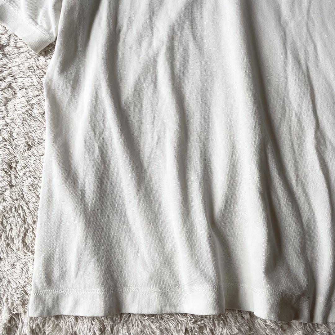 PAPAS 刺繍ロゴ コットンリネン ポロシャツ L