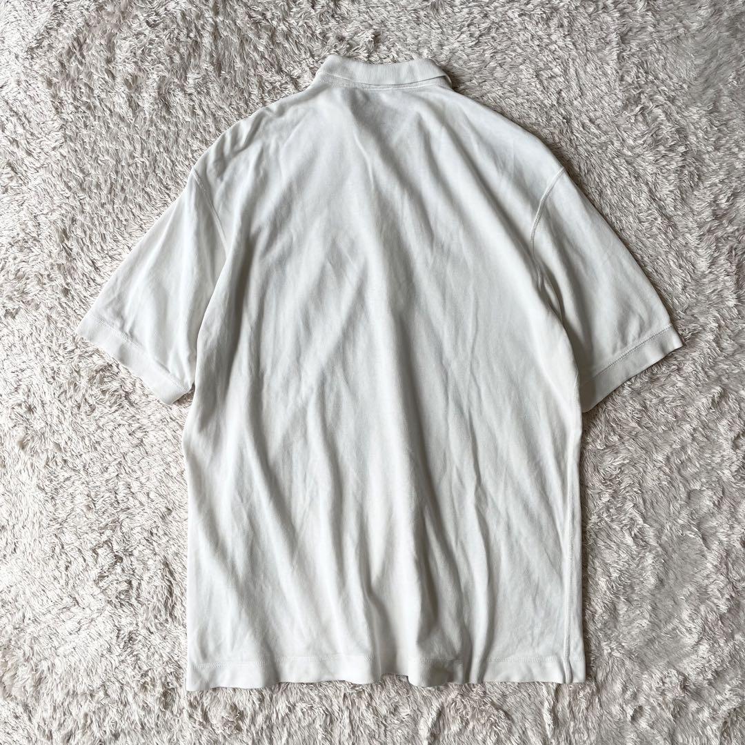 PAPAS 刺繍ロゴ コットンリネン ポロシャツ L