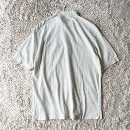 PAPAS 刺繍ロゴ コットンリネン ポロシャツ L