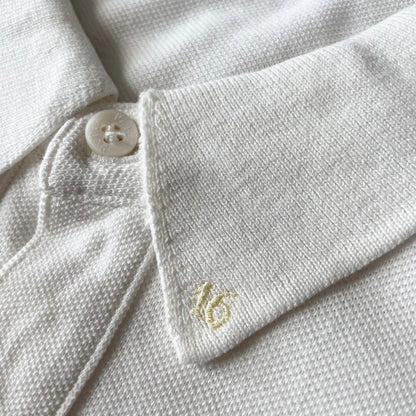 PAPAS 刺繍ロゴ コットンリネン ポロシャツ L