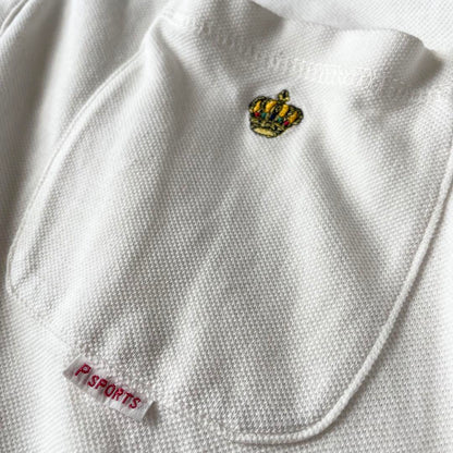 PAPAS 刺繍ロゴ コットンリネン ポロシャツ L