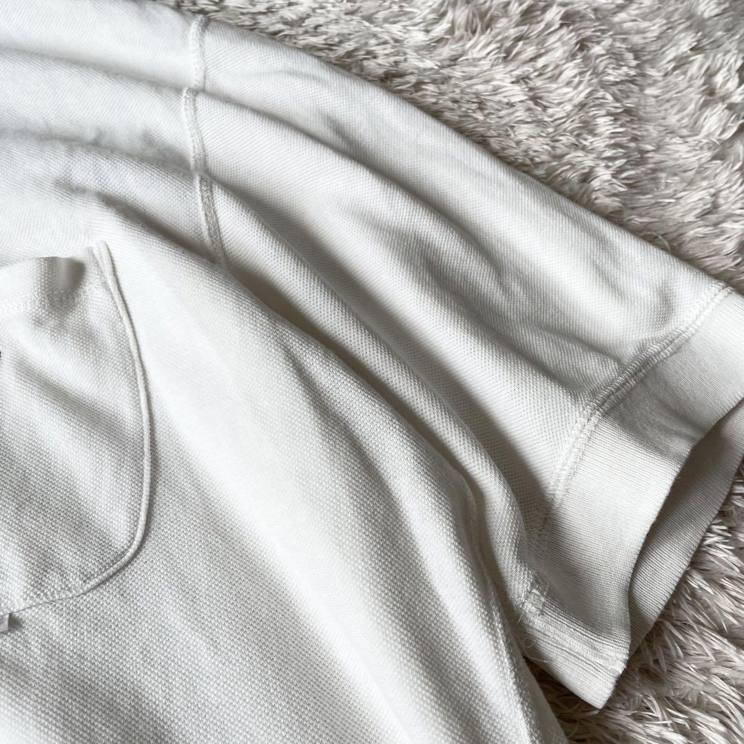 PAPAS 刺繍ロゴ コットンリネン ポロシャツ L