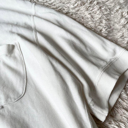 PAPAS 刺繍ロゴ コットンリネン ポロシャツ L