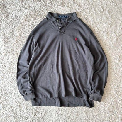 ラルフローレン 美品 現行 L/S polo shirt XL grey