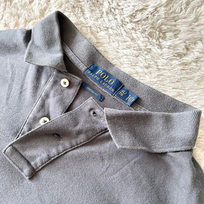 ラルフローレン 美品 現行 L/S polo shirt XL grey