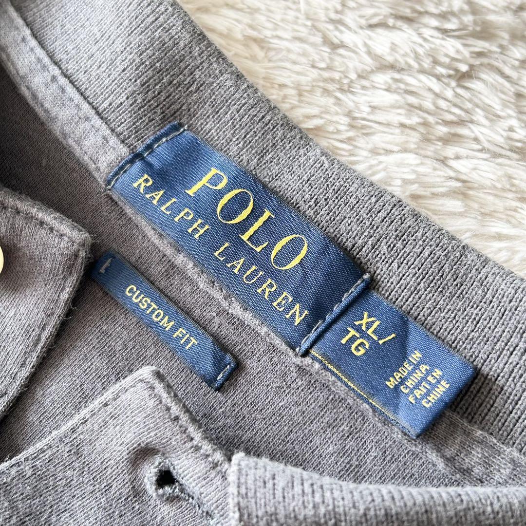 ラルフローレン 美品 現行 L/S polo shirt XL grey