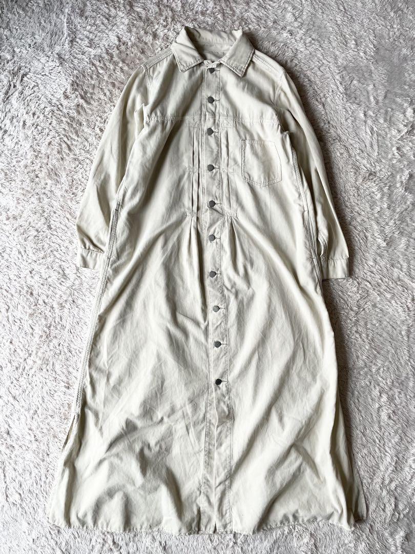 プラージュ 美品 plage コーデュロイ シャツワンピース 38 アイボリー